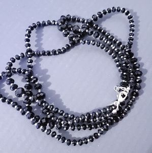 White House Black Market Black faceted Crystal Beaded Long Layering Necklace